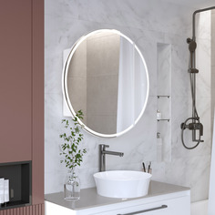 Зеркало-шкаф MAX MIRRORS TONDO BOXD800W D800 белый, LED подсветка,универсальное крепление