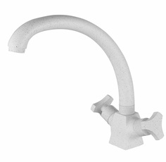 Смеситель для кухни Diadonna D87-742308W с высоким изливом, двуручковый, белый