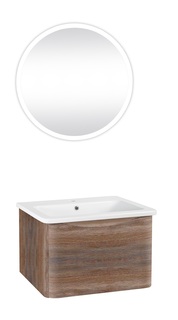 Мебель для ванной Runo Тоскана80 с зерк Руан D77 темное дерево с умывальником Никсон80 РУНО