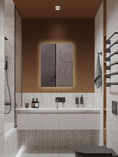 Зеркало для ванной Qwerty 90*70 вертикальное с тёплой LED-подсветкой No Brand