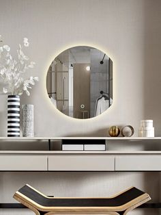 Зеркало для ванной Eclipse 70*60 круглое с правым срезом с тёплой LED-подсветкой No Brand