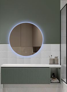 Зеркало для ванной Sun D70 круглое "парящее" с холодной LED-подсветкой No Brand
