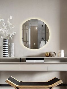 Зеркало для ванной Eclipse 80*70 круглое с левым срезом с тёплой LED-подсветкой No Brand