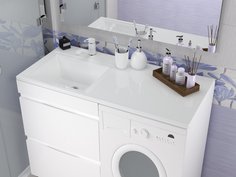 Раковина в ванную Marko Марсал 100 левая, белая, на стиральную машину, со столешницей