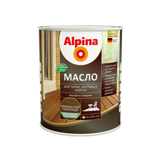 Масло для террас, лестниц, мебели Alpina, шелковисто-глянцевое, 0,75 л, бразил. палисандр