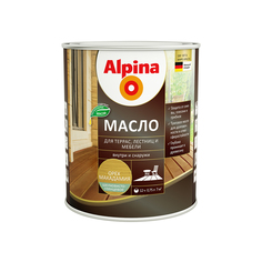 Масло для террас, лестниц, мебели Alpina, шелковисто-глянцевое, 0,75 л, орех макадамия