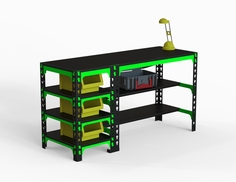 Стол металлический Metalex 750х1400х500 с боковыми полками