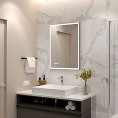Зеркало для ванной с LED подсветкой, сенсором и часами Reflection Ghost 600х800