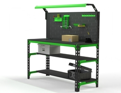 Стол металлический Metalex SUN 750х1100х600 (2-е полки+ перфопанель с освещением)
