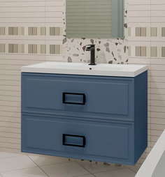 Тумба с раковиной LA FENICE Cubo Blu Grigio TWIN синяя 90