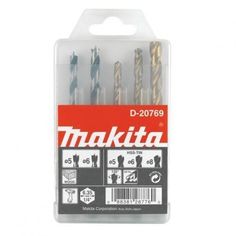 Набор сверл по дереву и металлу 1/4", 5 шт. (HSS-TIN 5,6,8; дерево 5,6 мм) Makita D-20769