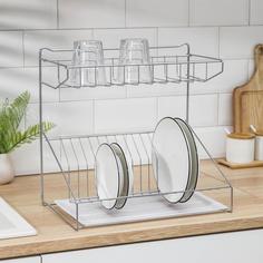 Сушилка для посуды с поддоном, 38x24x38 см, цвет хром No Brand