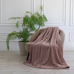 Плед Happy Family 180х220 см покрывало двуспальное велсофт Волна пудровый