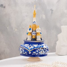 Сувенир музыкальный "Храм", гжель, ручная роспись No Brand