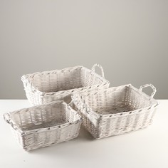 Набор корзин 3 шт 50х40х18 см 44х34х16 см 38х28х14 см ива No Brand