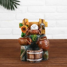 Фонтан "Кувшины и подсолнухи" 14х14х20 см (с подсветкой) No Brand
