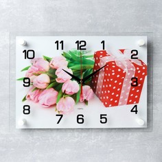 Часы настенные, серия: Цветы, "Подарок", плавный ход, 25х35 см No Brand