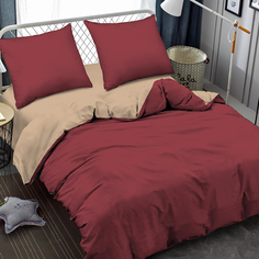 Комплект постельного белья Amore Mio Мако-сатин Leo 1,5 спальный микрофибра бордовый