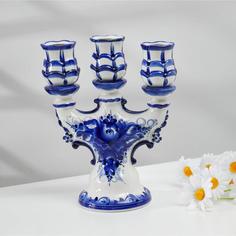 Подсвечник Романс, гжель, фарфор, 22 см No Brand