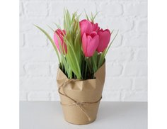 Искусственный цветок в горшке КРОКУС РОЗ-ВИФ, пластик, бумага, 20 см, Boltze