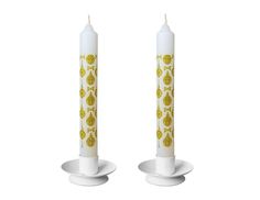 Столовые свечи НОВОГОДНИЕ ИГРУШКИ, белые, 21 см, 4 шт., Омский Свечной