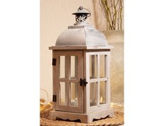Подсвечник фонарь АНГЬЕН, дерево, белый, 41 см, Koopman International