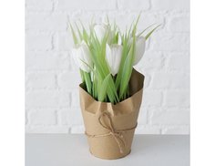 Искусственный цветок в горшке КРОКУС БЛАНК, пластик, бумага, 20 см, Boltze