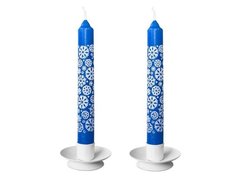 Новогодние столовые свечи СНЕЖИНКИ, синие, 15 см (упаковка - 4 шт.), Омский Свечной