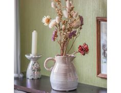 Декоративная керамическая ваза-кувшин ЛЕНДЕРТ, бежевый, 13 см, Kaemingk
