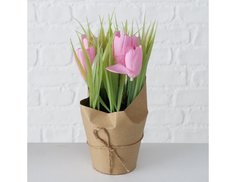 Искусственный цветок в горшке КРОКУС РОЗ-КЛЭР, пластик, бумага, 20 см, Boltze