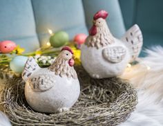Декоративные фигурки ПЕТУШОК И КУРОЧКА, терракота, 12-14 см (2 шт.), Kaemingk
