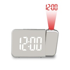 Часы настольные электронные с проекцией будильник, гигрометр, календарь, белые цифры No Brand