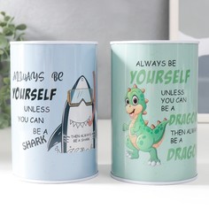 Копилка металл "Динозавр/Акула" МИКС 8х8х12,5 см No Brand