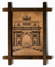 Картина BoomGift Триумфальные ворота Москва гравировка на натуральной коже