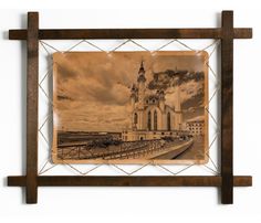 Картина BoomGift Казанский Кремль Россия гравировка на натуральной коже
