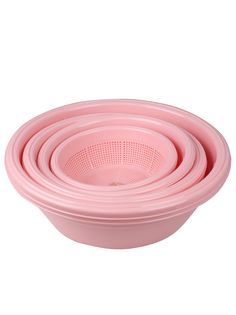 Набор пластиковых дуршлагов с тазом (8 предметов), розовый Takara