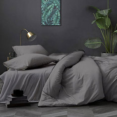 Комплект постельного белья Rossi Поплин-Темно-серый-2сп-евро