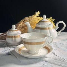 Чайный сервиз на 6 персон 14 предметов Lenardi чайник, чашки, блюдца, сахарница
