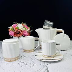 Чайный сервиз на 6 персон 15 предметов Lenardi Эллада чайник, чашки, блюдца, молочник