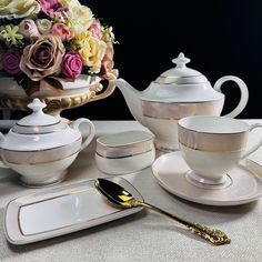 Чайный сервиз на 6 персон 16 предметов Lenardi Золотая симфония чайник, чашки 250мл