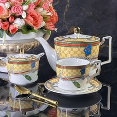 Чайный сервиз на 6 персон 14 предметов Lenardi чашки, чайник, блюдца, сахарница