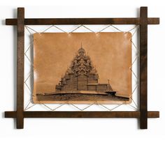 Картина BoomGift Кижский погост гравировка на натуральной коже