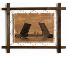 Картина BoomGift Дворцовый мост Санкт-Петербург гравировка на натуральной коже