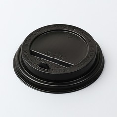 Крышка одноразовая на стакан Черная с носиком, 90 мм (100 шт) No Brand