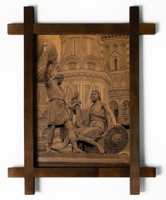 Картина BoomGift Памятник Минину и Пожарскому гравировка на натуральной коже