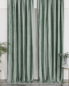 Штора на люверсах бархат 200х270 Беллиссимо Шалфей Evrika Home