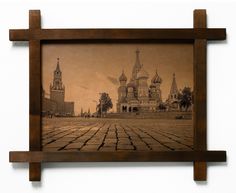 Картина BoomGift Красная площадь гравировка на натуральной коже