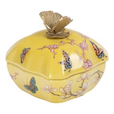 Шкатулка классическая Glasar с бабочкой 11 х 11 х 11 см желтая Полиформ