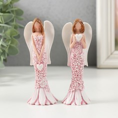 Сувенир полистоун Ангел в цветочном платье с сердцем 5449216 No Brand