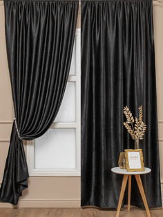 Комплект штор Amore Mio 150х270 см софт для гостиной кухни черный